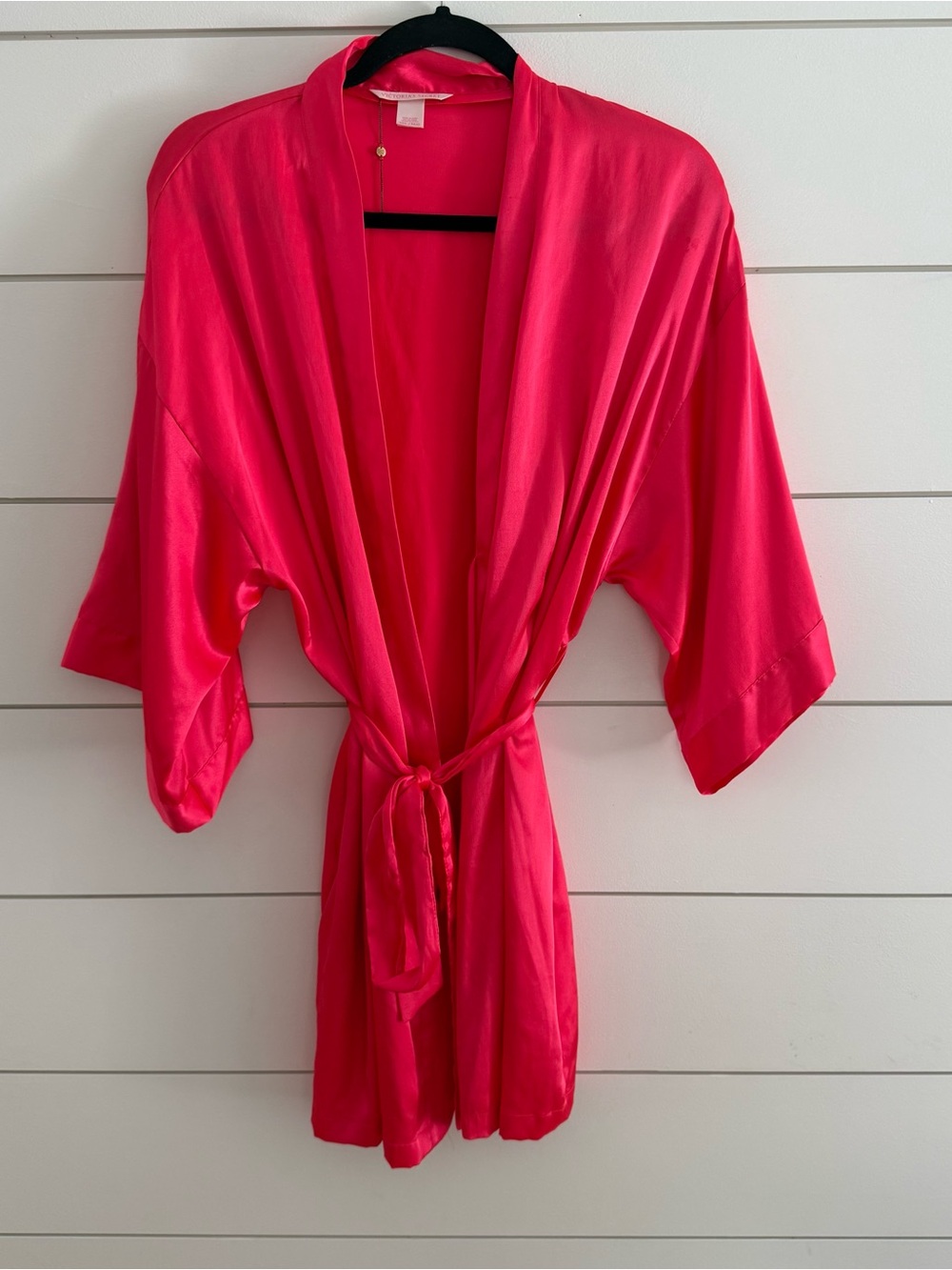Victoria Secret Kimono Robe Size Medium Large Hot Pink Coral Silky Lightweight